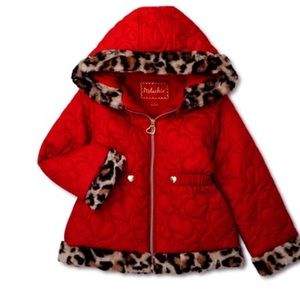 ❤️❤️ Pistachio Girls Quilted Puffer Jacket with Leopard Faux Fur Trim❤️❤️